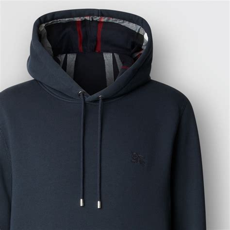 navy blue burberry hoodie|Embroidered EKD Cotton Blend Hoodie in Navy .